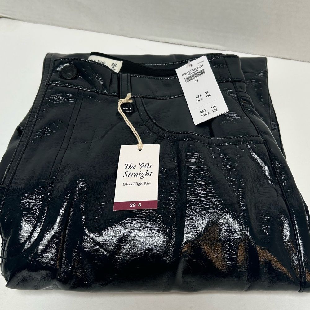 Abercrombie & Fitch NWT Faux Leather '90s Straight Ultra High Rise Pants sz 29/8